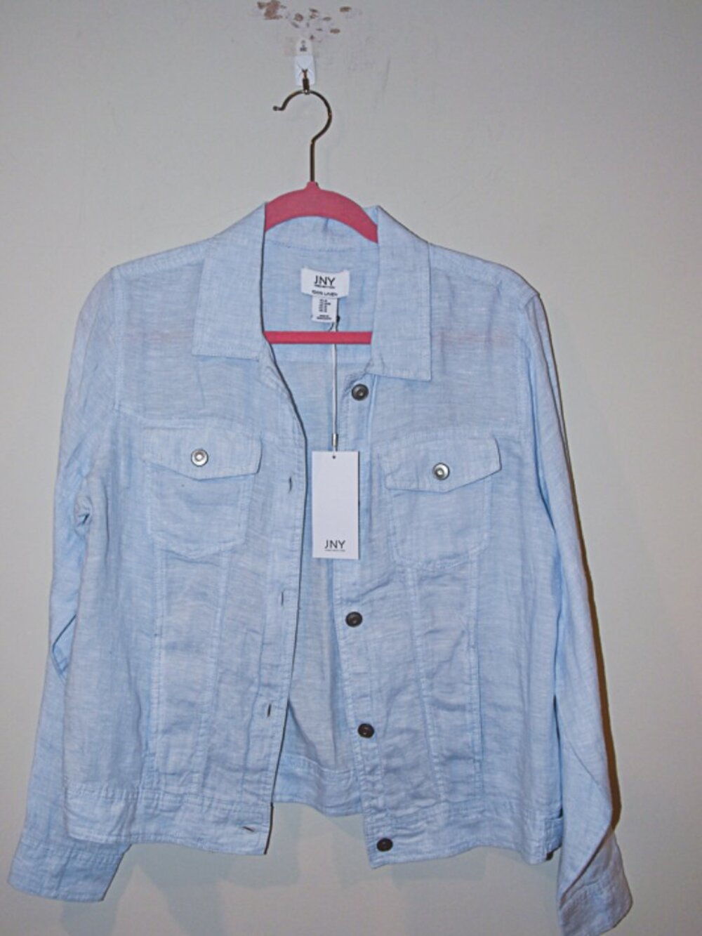 NWT Jones NY Blue Linen Jacket Light Blue size Medium